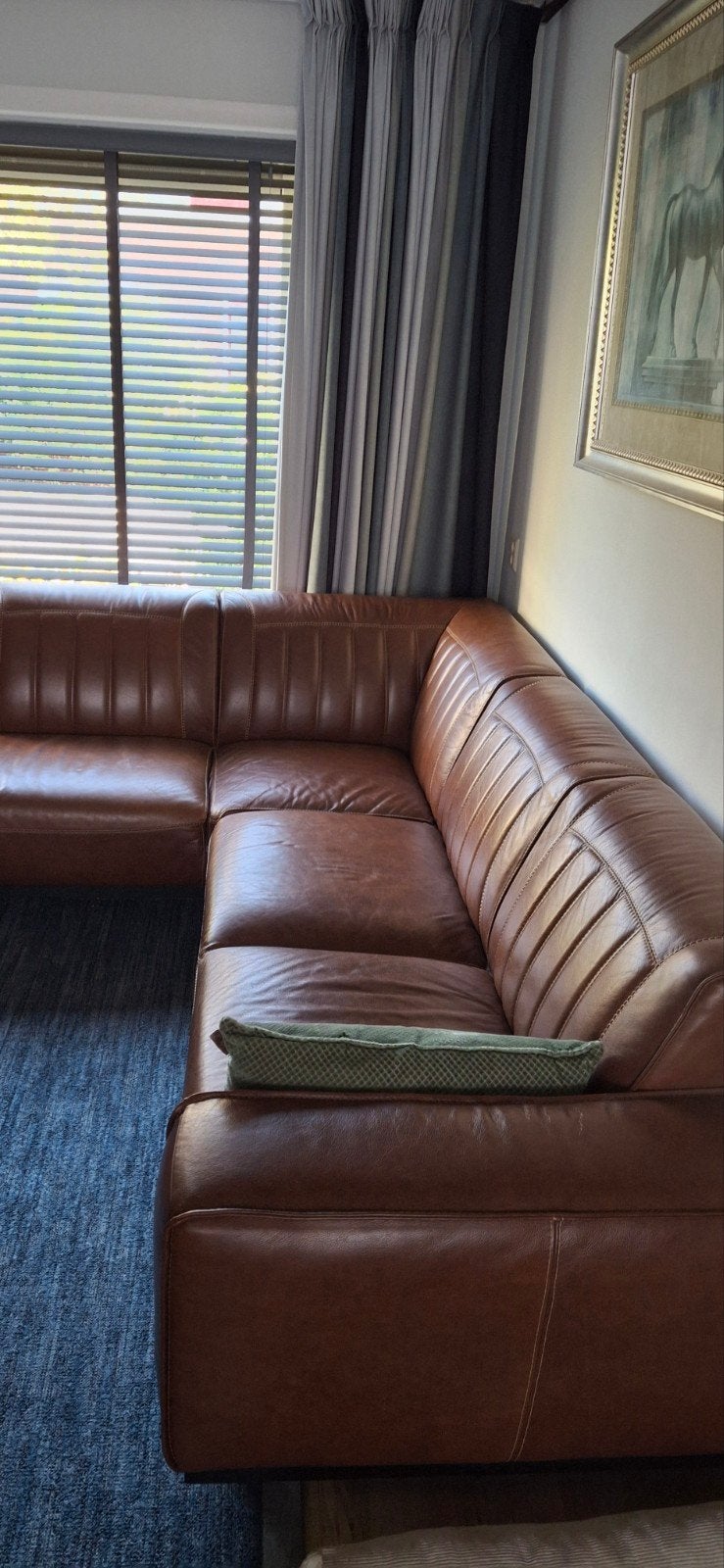 Bommel Wonen Leren Hoekbank - Zo goed als nieuw, Ophalen, Modern, Comfortabel, 100 tot 125 cm, Hoekbank