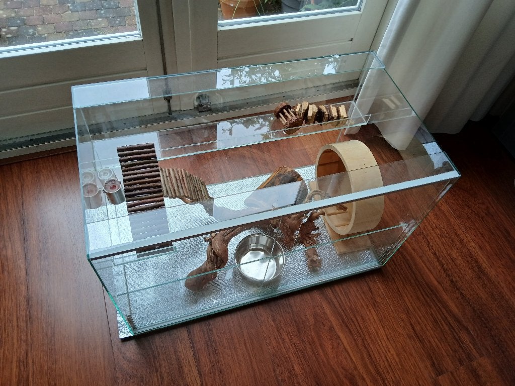 Hamsterkooi glas terrarium knaagdier, Dieren en Toebehoren, Kooi, Gebruikt, Hamster, 75 tot 110 cm