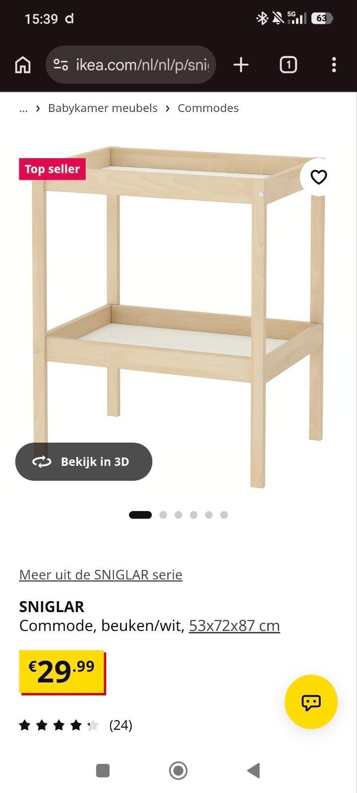 IKEA SNIGLAR Commode - Beuken/Wit, Ophalen, Gebruikt