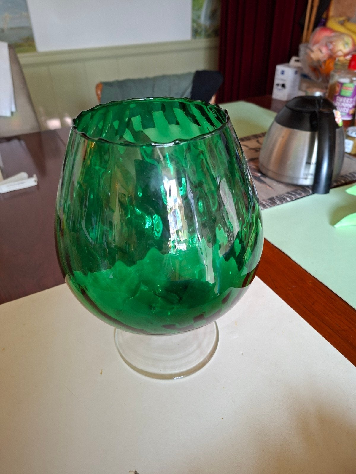 Grote Empoli glazen vaas groen  - 24 cm hoog, Ophalen of Verzenden