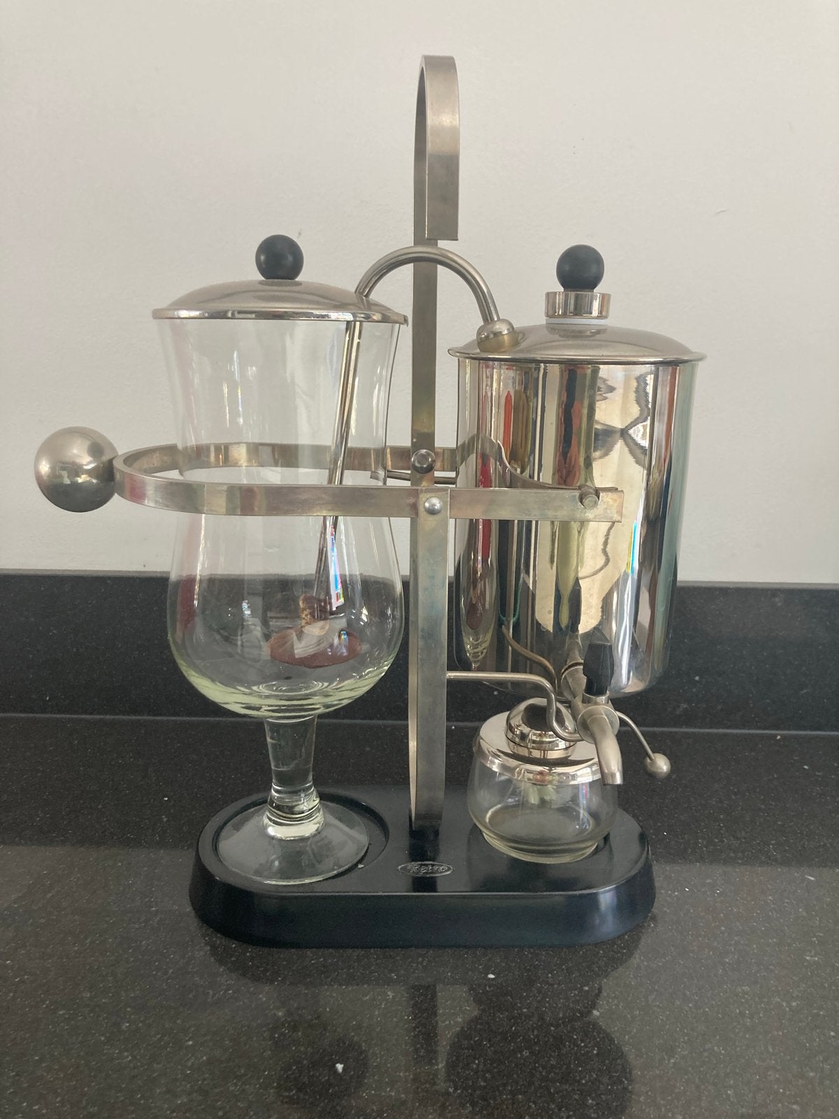 Vintage Belgisch balans siphon koffiezetapparaat, Witgoed en Apparatuur, Koffiezetapparaten, Gebruikt, Overige modellen, Gemalen koffie