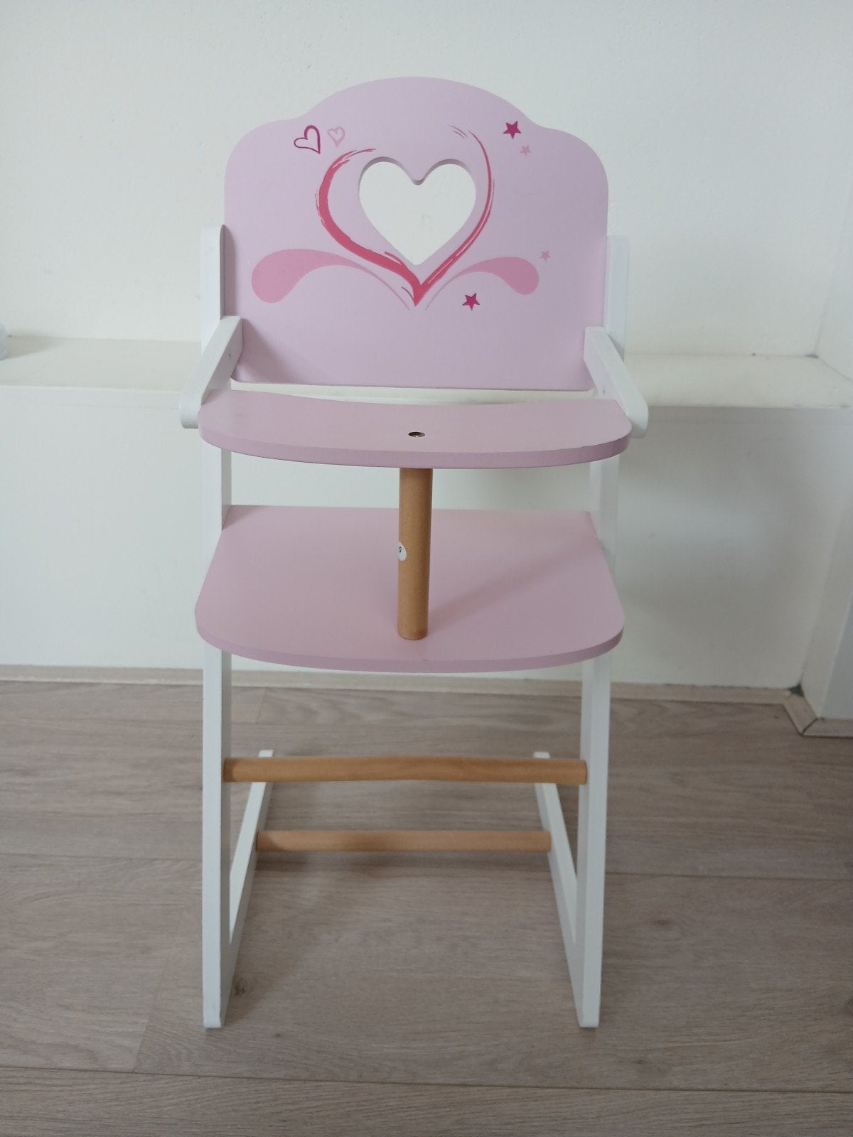 Houten poppenstoel roze met hartje - Zo goed als nieuw, Ophalen, Zo goed als nieuw, Overige typen