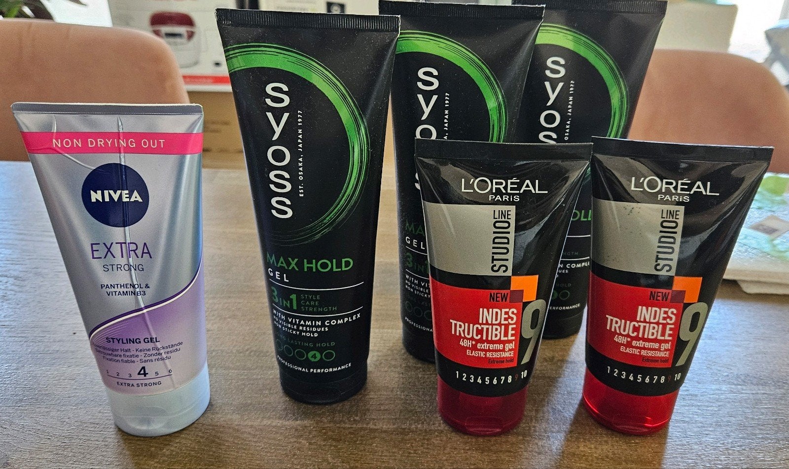 Haargel voorraad (Syoss, L'Oréal, Nivea) - Wegens verhuizing, Ophalen of Verzenden, Nieuw, Gel, Wax, Haarlak of Mousse
