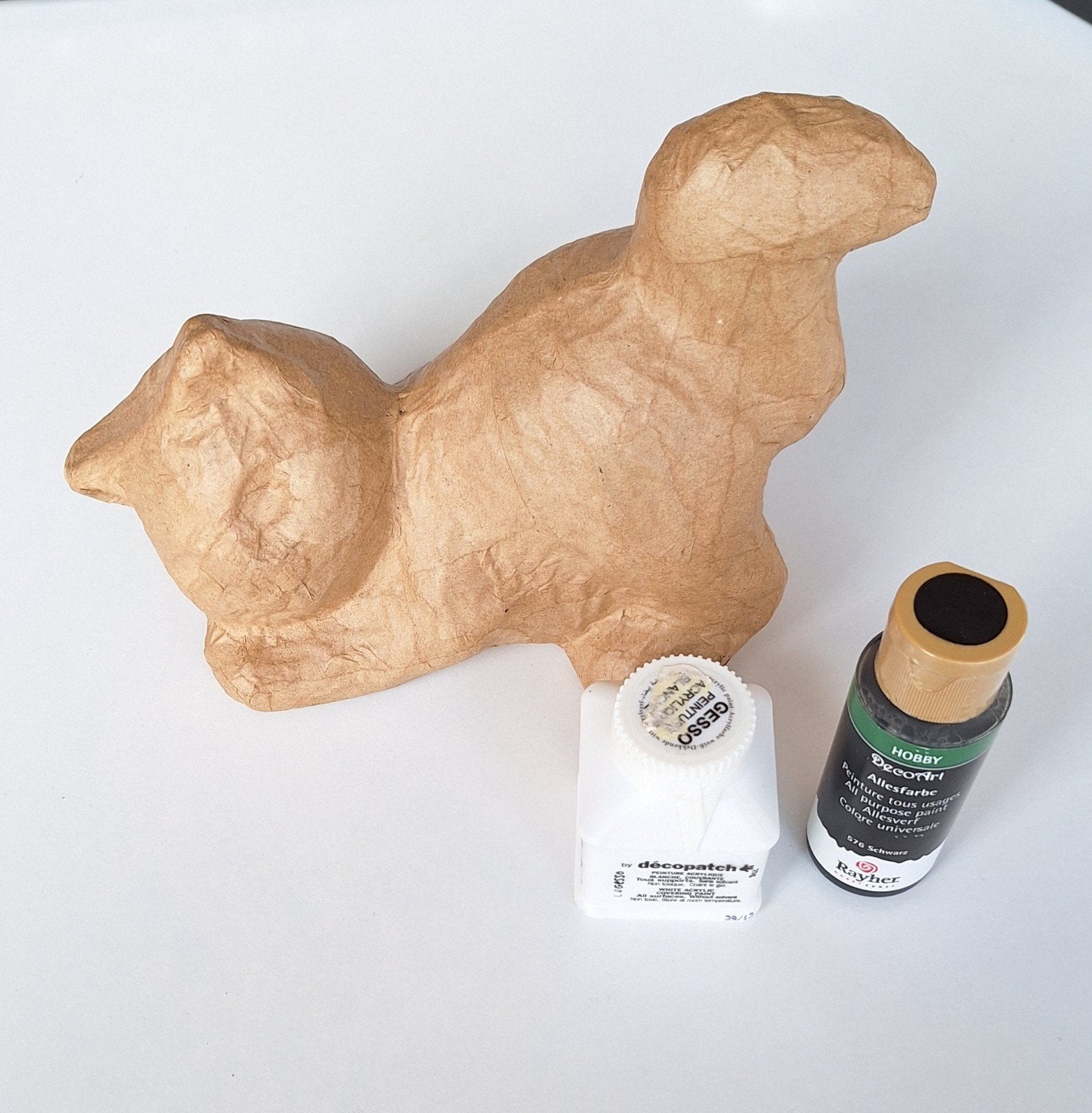 NIEUW! Papier maché kat met 2 potjes verf Décopatch, Hobby en Vrije tijd, Knutselen, Ophalen of Verzenden, Nieuw, Dieren, Knutselset