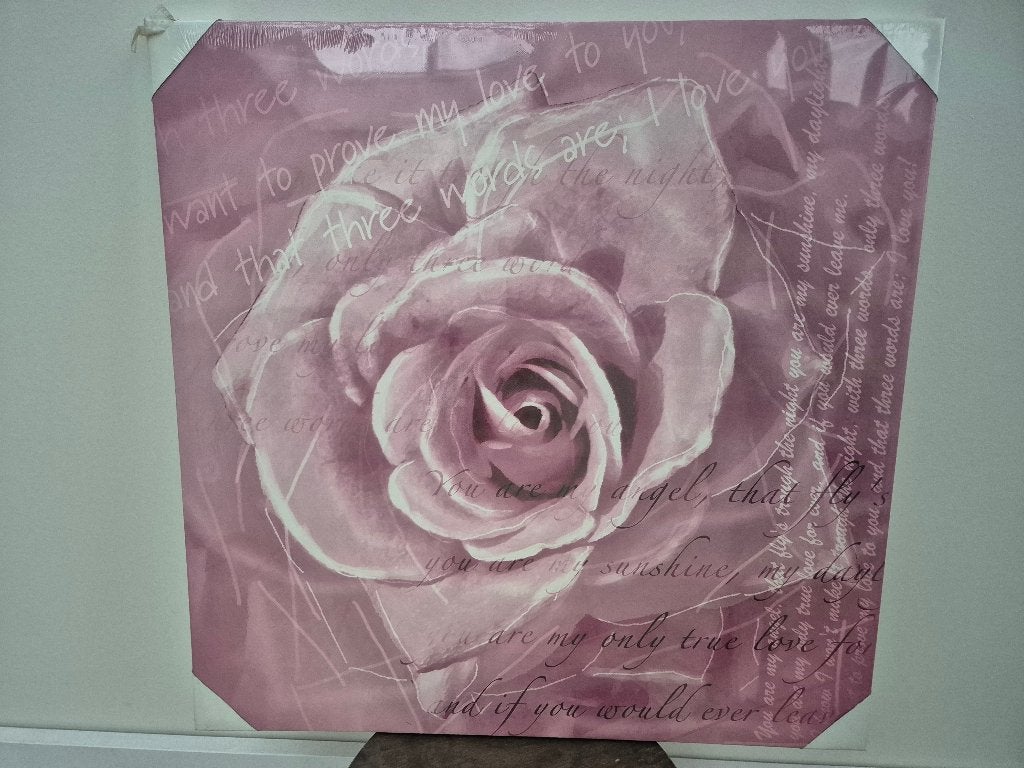 Canvas schilderij roos met tekst (nieuw), Ophalen, 50 – 75, Nieuw, Schilderij