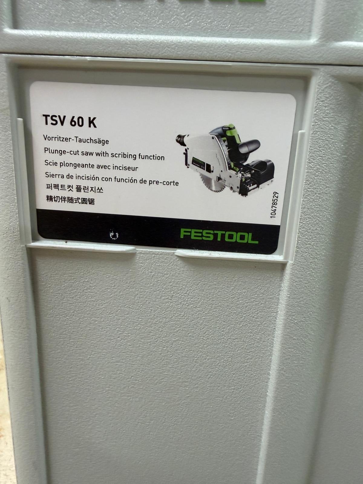 Festool Invalzaag TSV 60 K met voorritsfunctie, Doe-het-zelf en Verbouw, Ophalen, Invalzaag, Zo goed als nieuw, 30 tot 70 mm