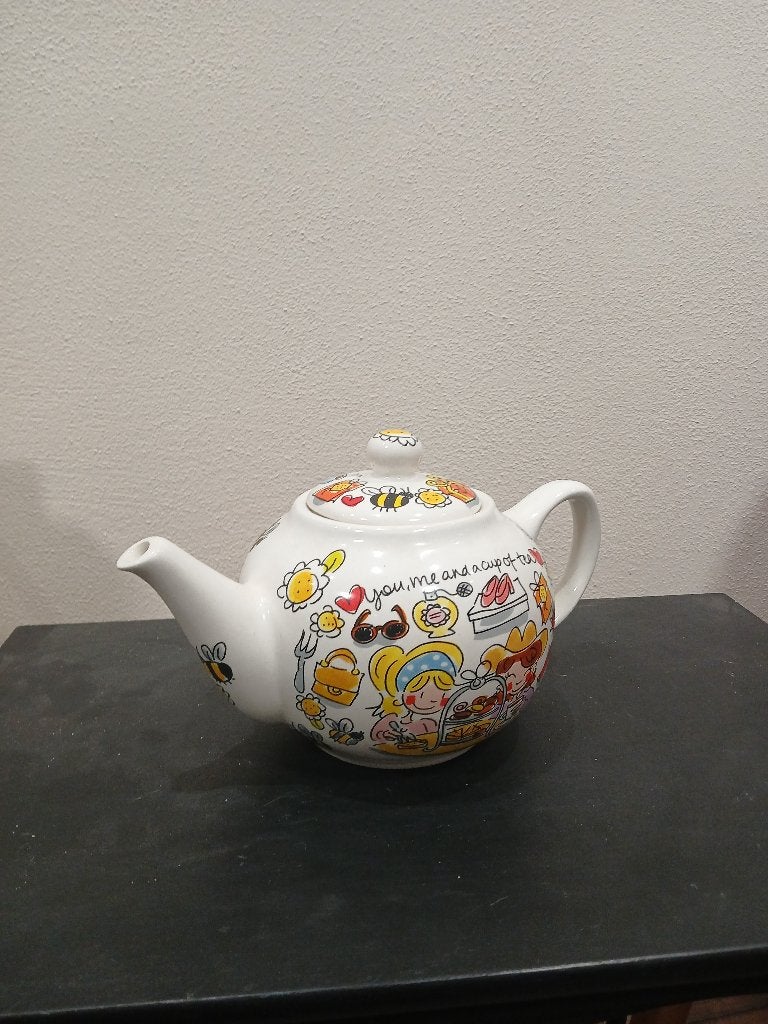 Blond amsterdam theepot "you, me and a cup of tea", Ophalen of Verzenden, Zo goed als nieuw, Aardewerk, Blond Amsterdam