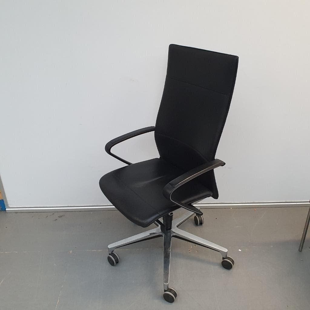 Klöber Ciello EXCLUSIEVE DESIGN  bureaustoel - zwart leder, Huis en Inrichting, Bureaustoelen, Ophalen, Gebruikt, Zwart