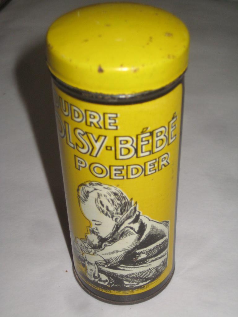 oud blikje d OLSY-bebe poeder/poudre (medisch), Verzamelen, Ophalen of Verzenden, Zo goed als nieuw, Overige
