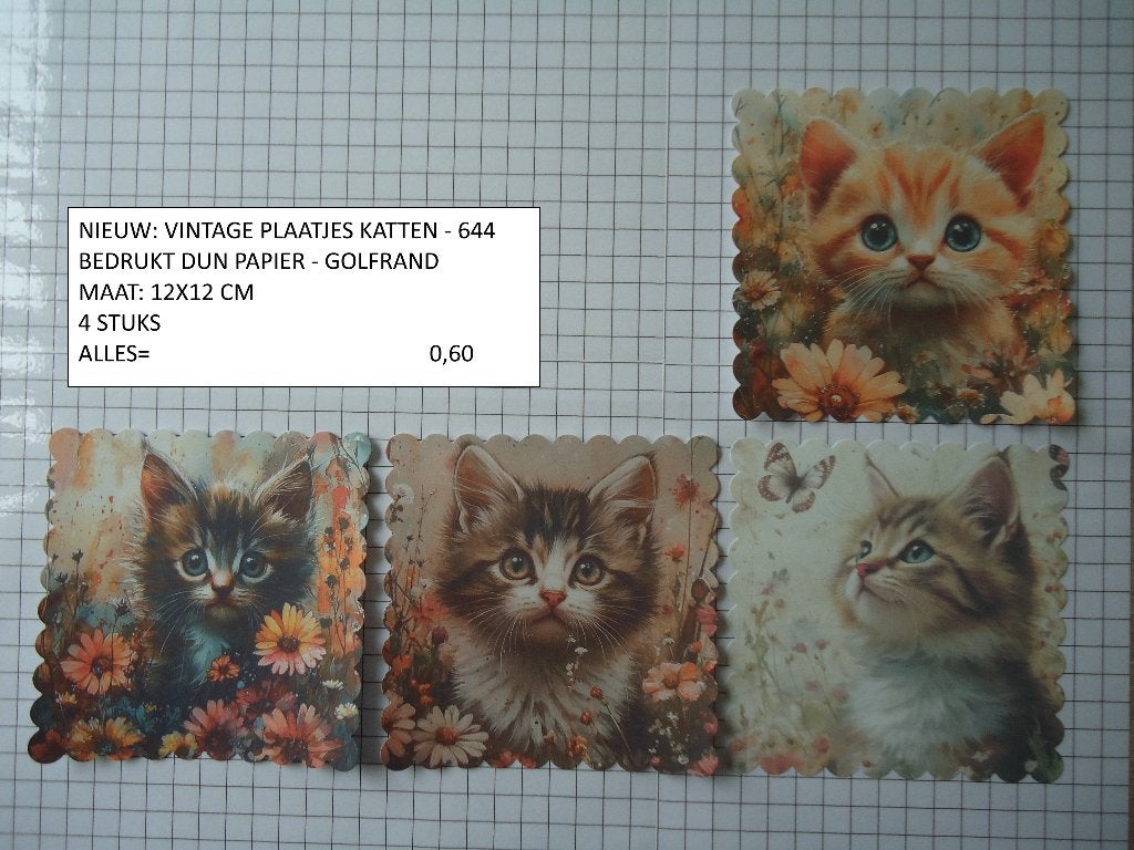 ❤️❤️vintage plaatjes katten 644 ( alleen verzenden, Ophalen, Nieuw, Dieren, Knipvel