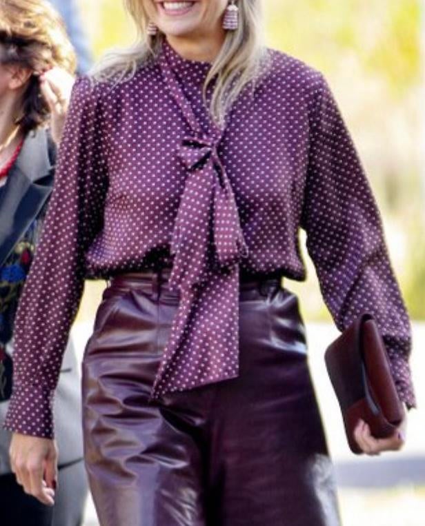 Zara Woman Wijnrode Blouse met Witte Stippen en Strikkraag, Ophalen of Verzenden, Zo goed als nieuw, Maat 36 (S), Rood