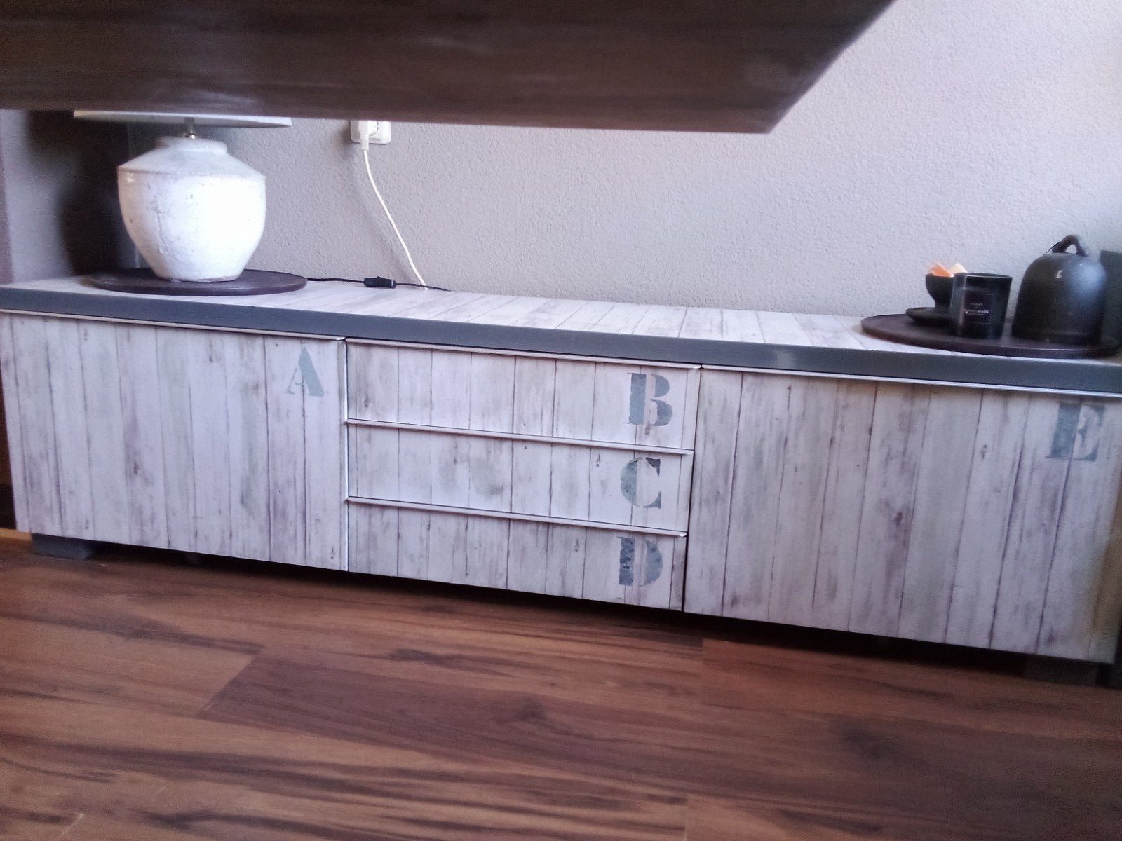Unieke dressoir met industriële look en lades, Met lade(s), Industrieel, Modern, Zo goed als nieuw, 200 cm of meer