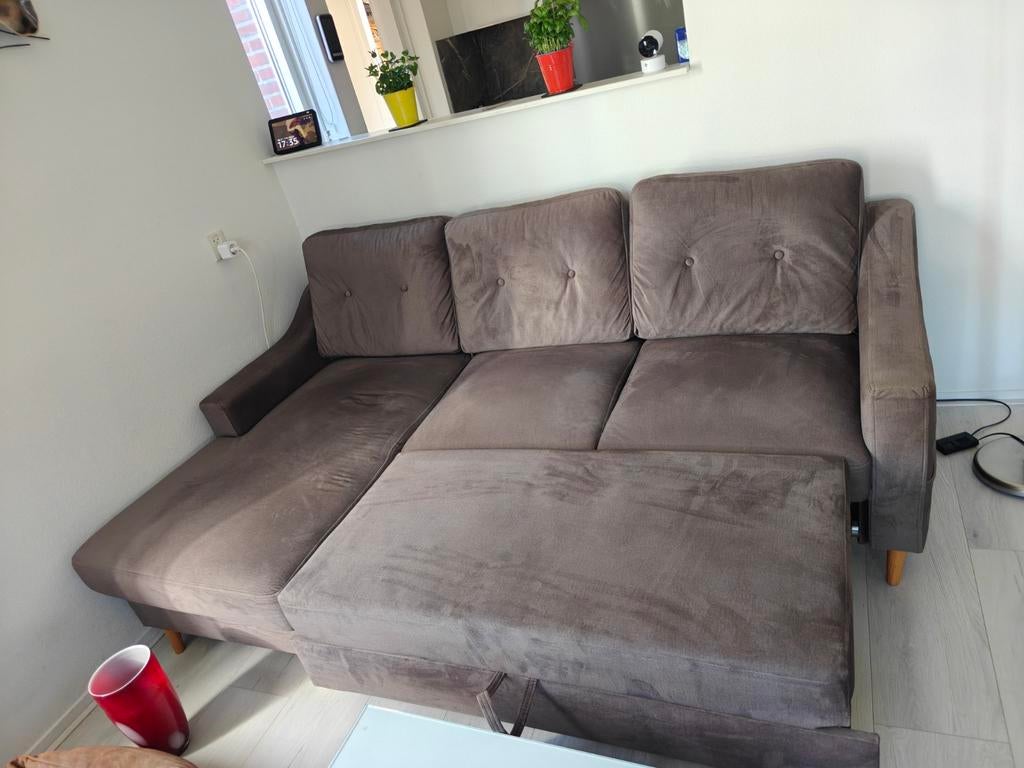 Bank met de opties van bed en opslag, Ophalen, Zo goed als nieuw, Stof