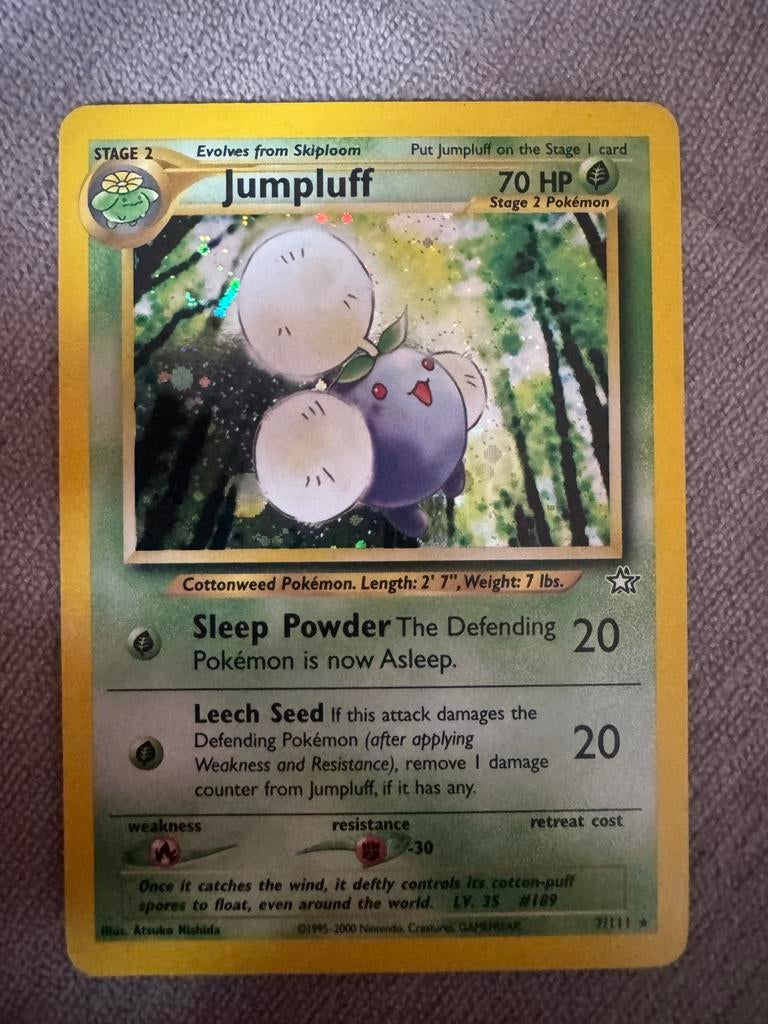 Pokémon Kaart Jumpluff (7/111) Neo Genesis Holo, Ophalen of Verzenden, Zo goed als nieuw, Losse kaart, Foil