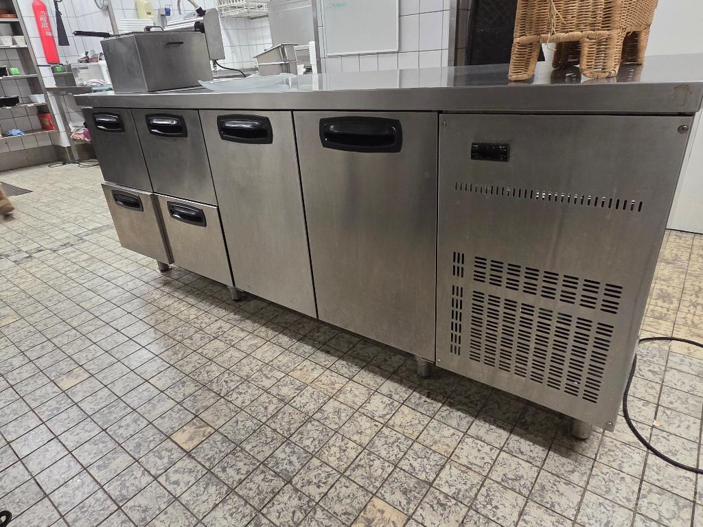 Inomak RVS Koelwerkbank – 2 koelkasten + 4 koellades, Witgoed en Apparatuur, Ophalen, 200 liter of meer, 60 cm of meer, 160 cm of meer