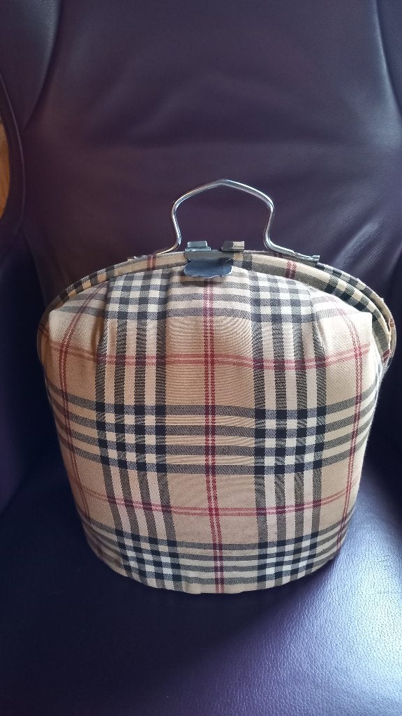 Vintage Theemuts ,bovenknip, engelse ruit., Overige typen, Ophalen, Gebruikt, Overige materialen