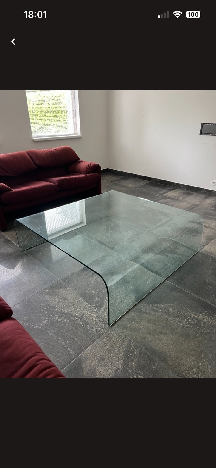 Glazen salontafel Waterfall, Ophalen, Gebruikt, Vierkant, Glas