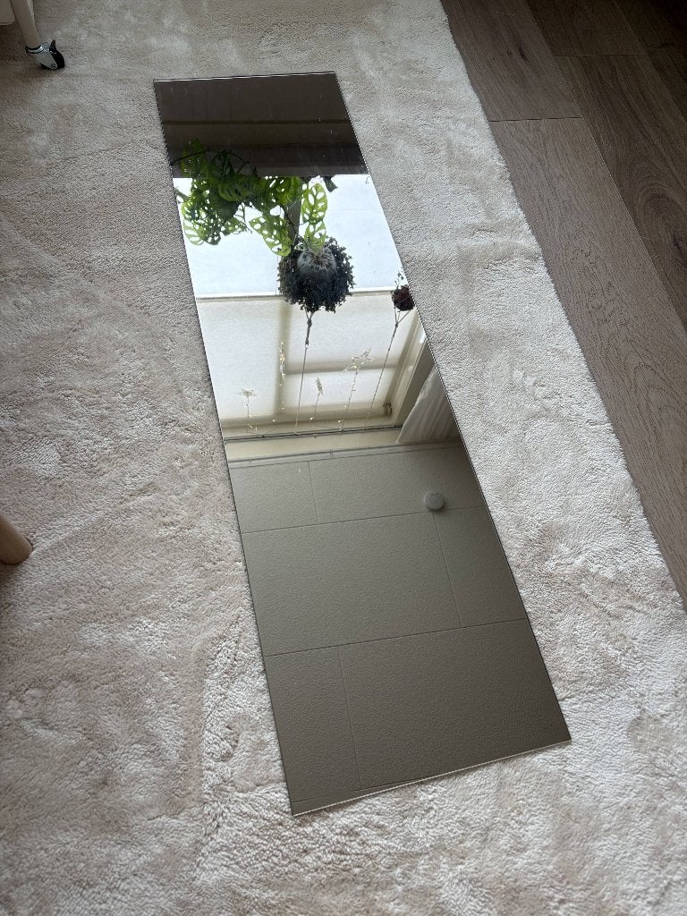 Frameloze passpiegel 108 x 30 cm — dun en licht, Ophalen, Minder dan 50 cm, 100 tot 150 cm, Zo goed als nieuw