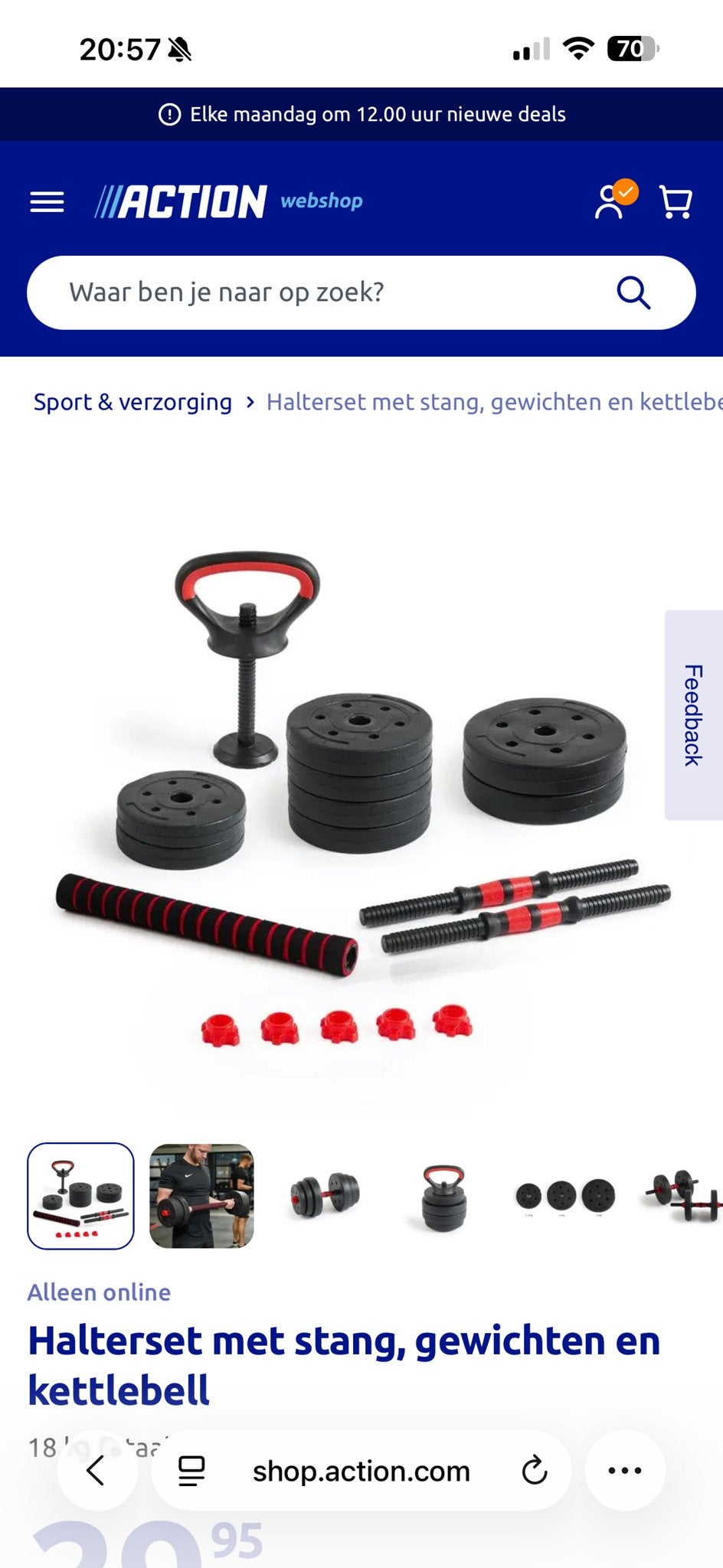 Multifunctionele fitnessbank met halterset en kettlebell, Ophalen, Zo goed als nieuw, Armen, Fitnessbank