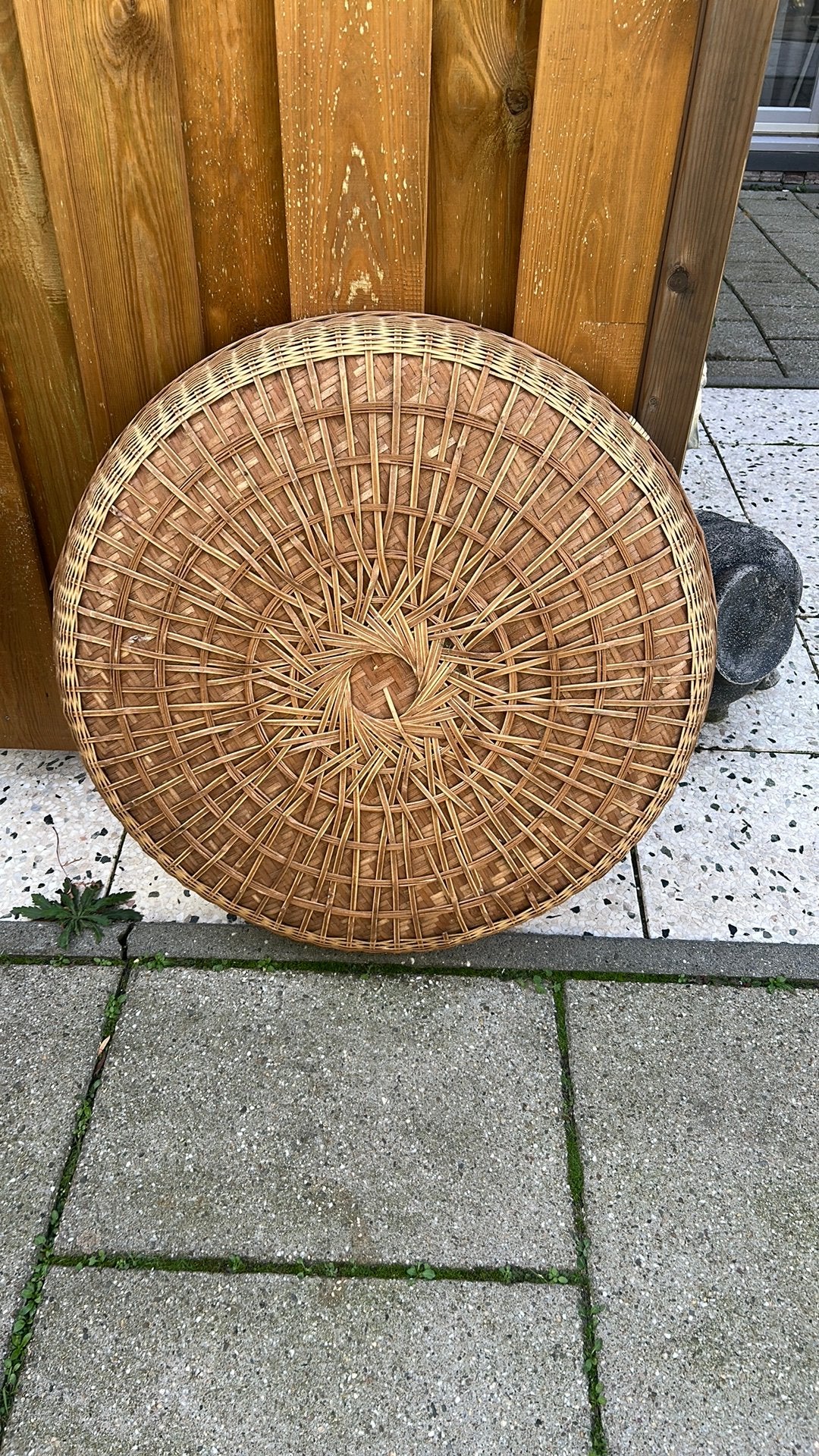 Prachtige XL Bamboe Tampah / Wanschaal  84 cm vintage, Ophalen, Gebruikt, Rond
