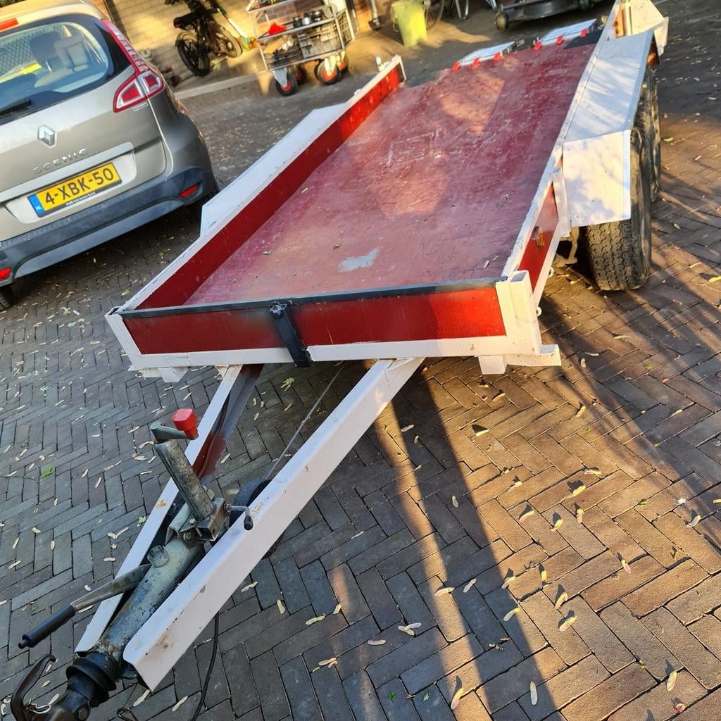 Stevige aanhanger met dubbele as - Ideaal voor transport, Ophalen, Gebruikt