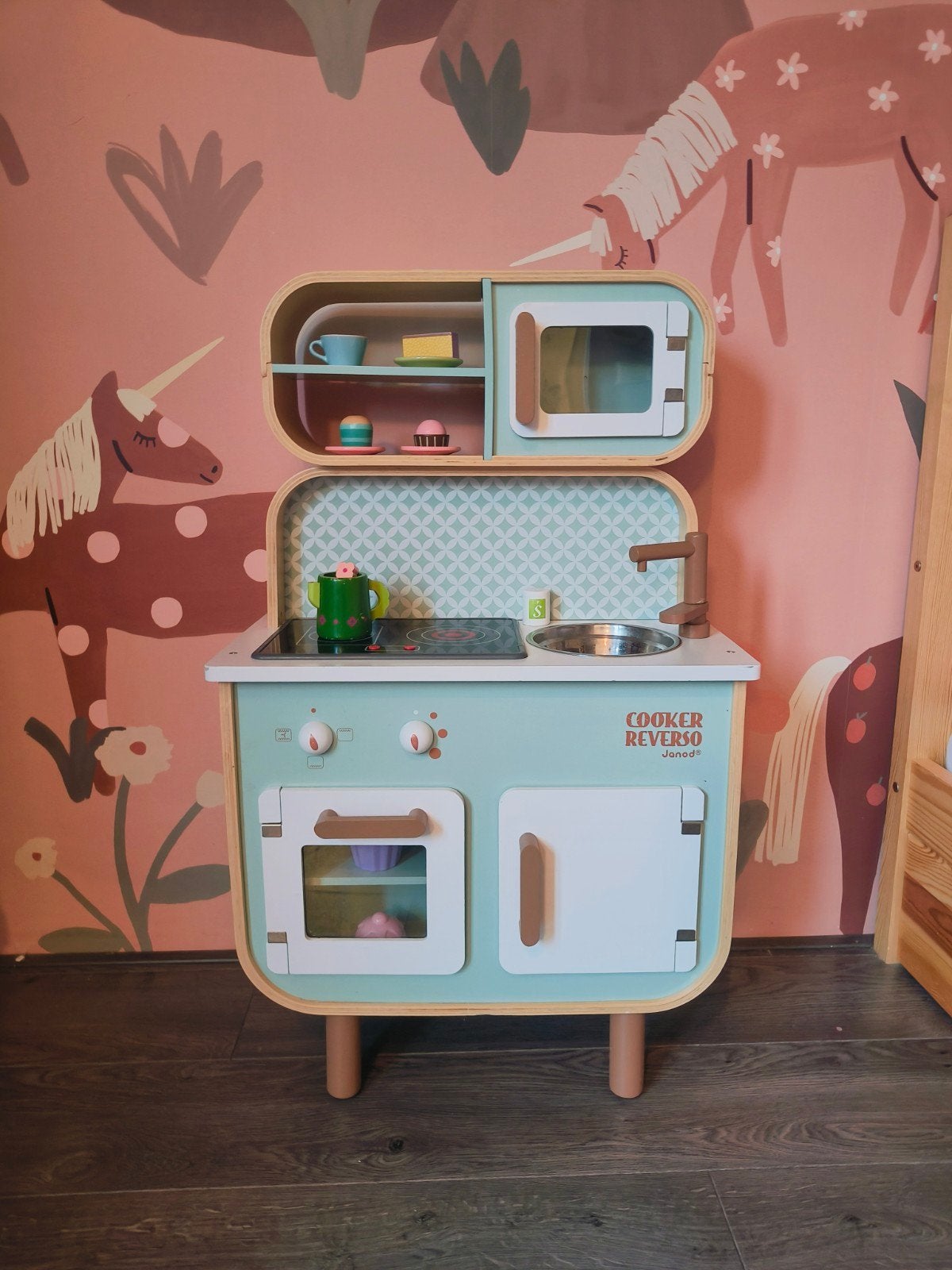 Janod Reverso Houten Speelgoed Keukentje & Wasautomaat, Ophalen, Gebruikt, Met licht