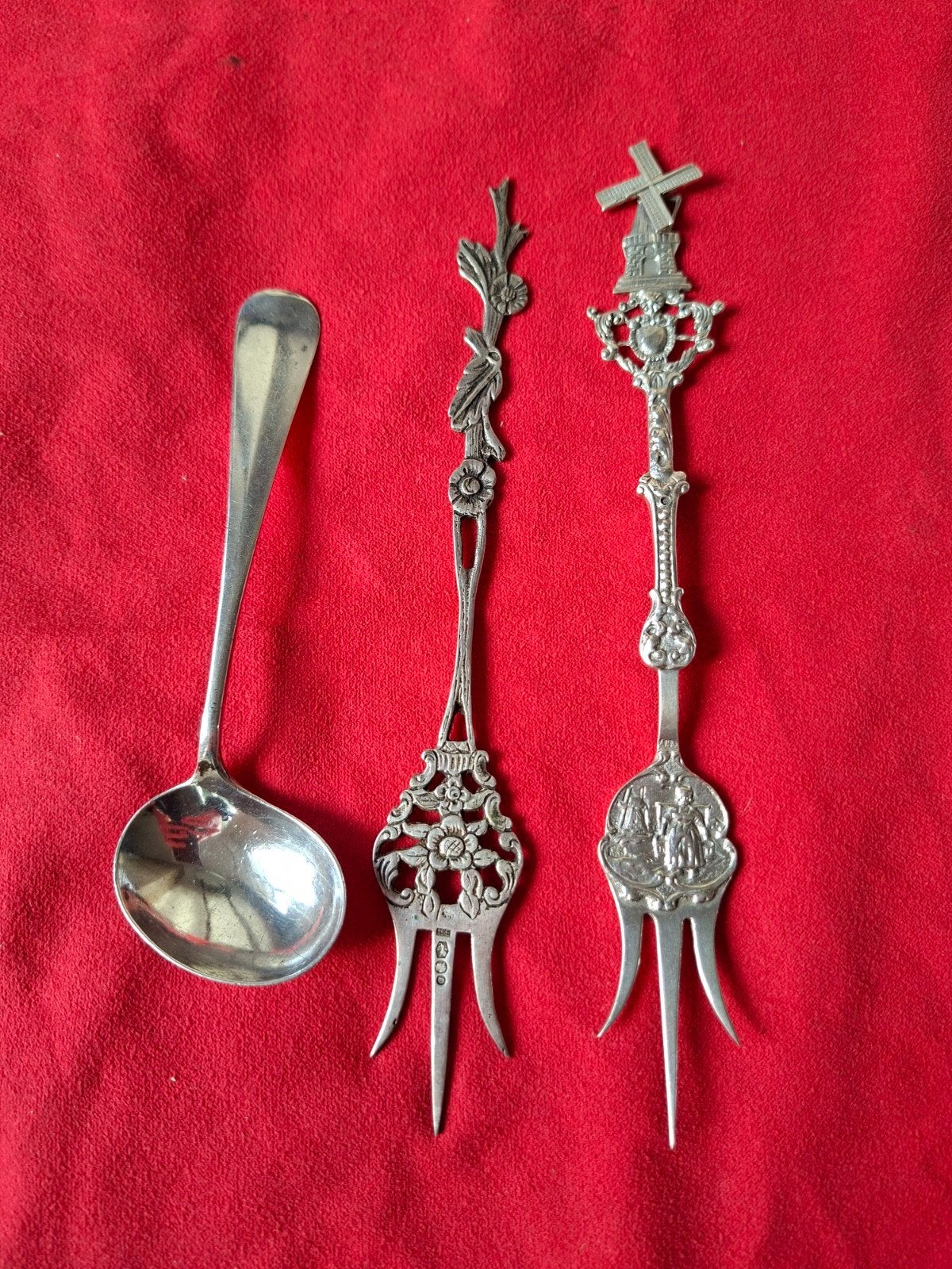 antiek zilver taartvorken en lepel, Antiek en Kunst, Ophalen of Verzenden, Zilver