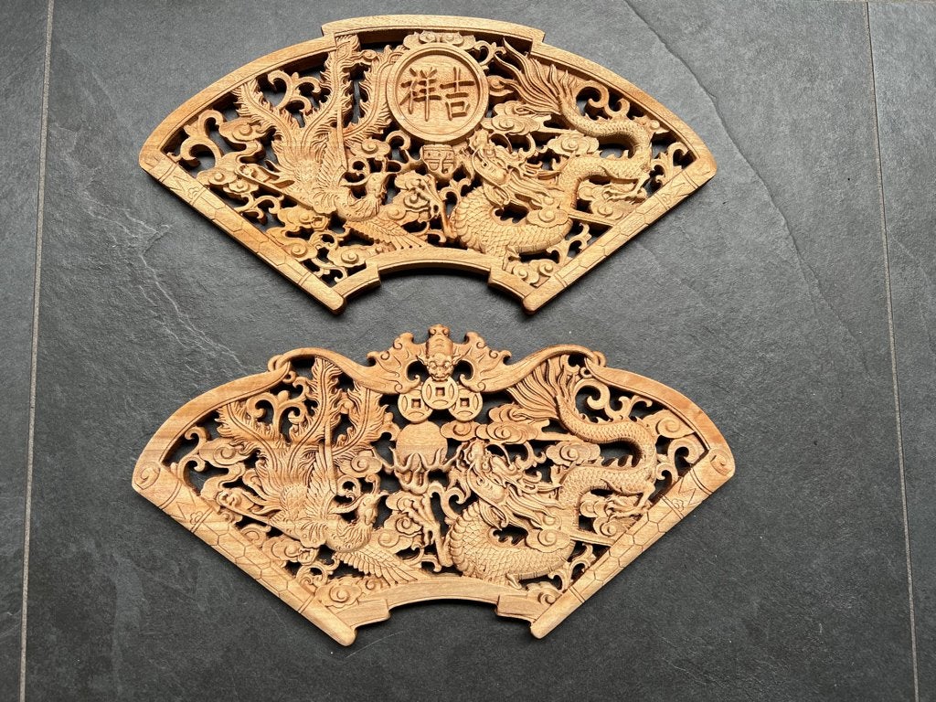 Chinees houtsnijwerk ornament chinese applique console, Verburgt Vintage, Oosters, 40 cm, 19 cm