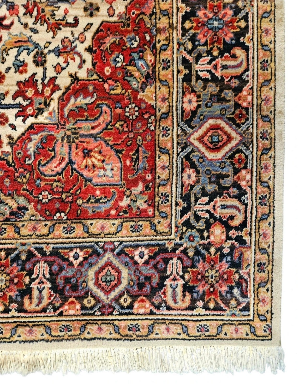 Vintage Perzisch wol vloerkleed Kadjar medallion 170x242cm, Gebruikt, 150 tot 200 cm, 200 cm of meer, Ophalen of Verzenden