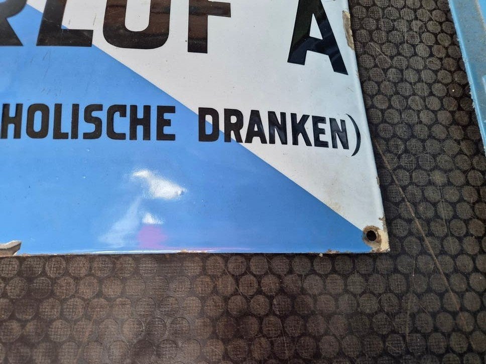 Verlof A oud emaille bord, Gebruikt, Overige typen, Ophalen of Verzenden, Nvt