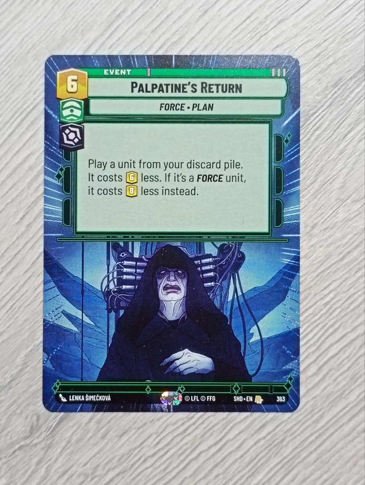 Star Wars Unlim Rare Hyperspace Palpatine's Ret (XSHD) #363, Hobby en Vrije tijd, Ophalen of Verzenden, Zo goed als nieuw, Losse kaart