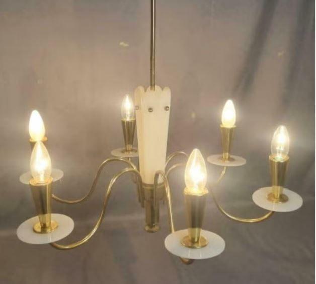 vintage luster-hanglamp Stilnovo 50er jaren, Ophalen, Zo goed als nieuw, Metaal, Mid-century