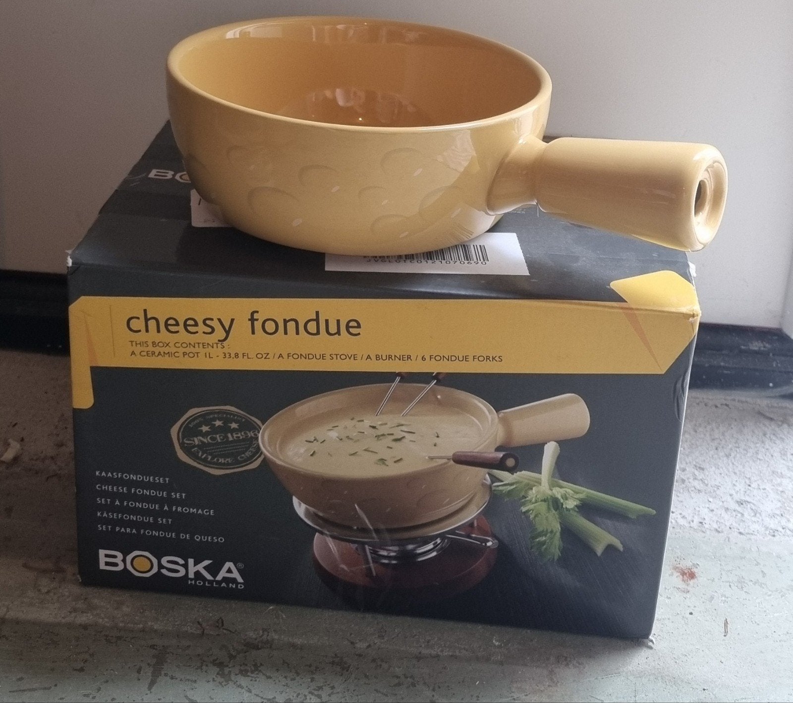 kaasfondue set, Witgoed en Apparatuur, Ophalen of Verzenden, Zo goed als nieuw, Brander, Fondueset