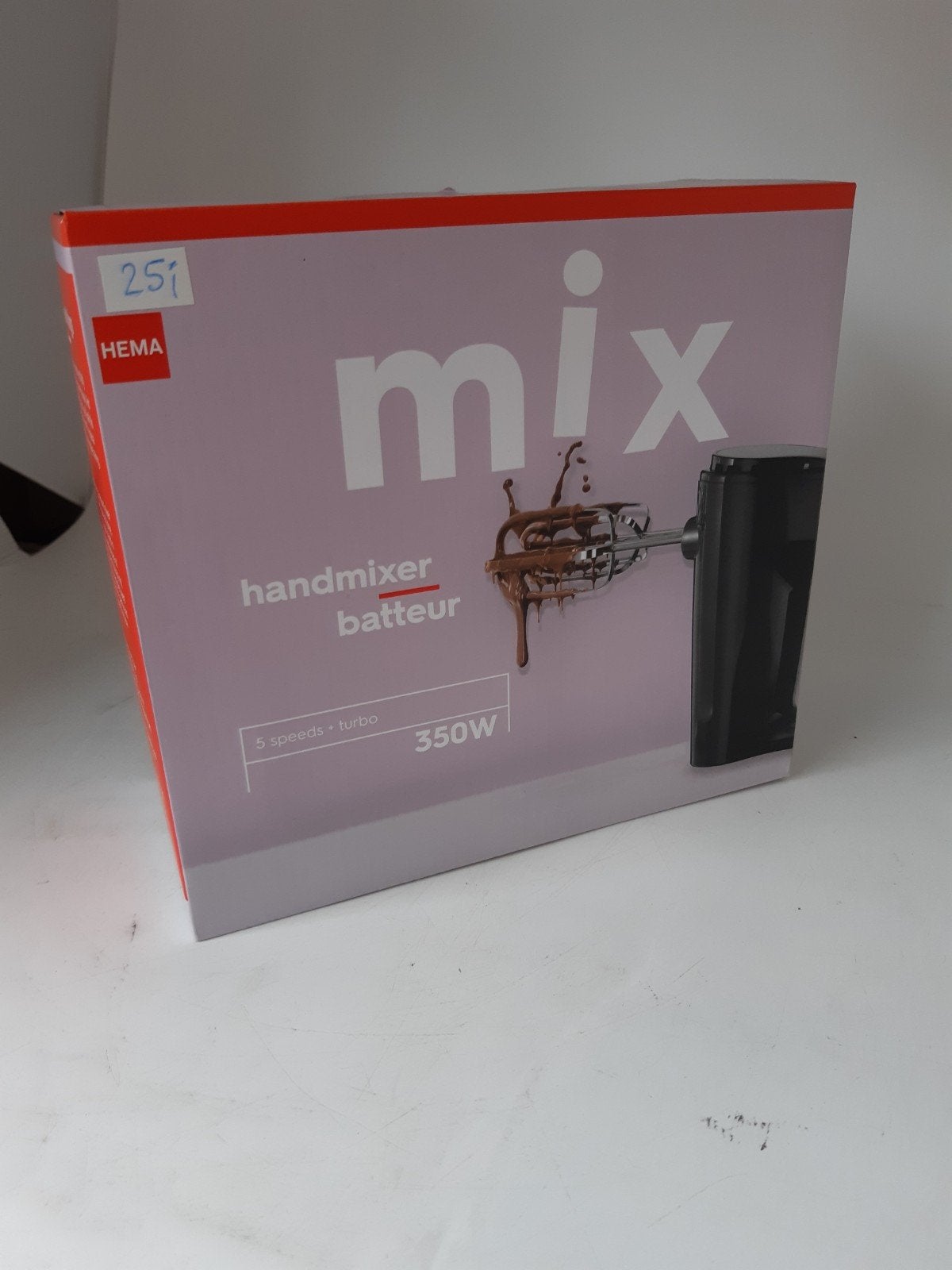 Hema Mix Handmixer - 5 snelheden + turbo, 350W, Nieuw, 3 snelheden of meer, Ophalen of Verzenden, HEMA