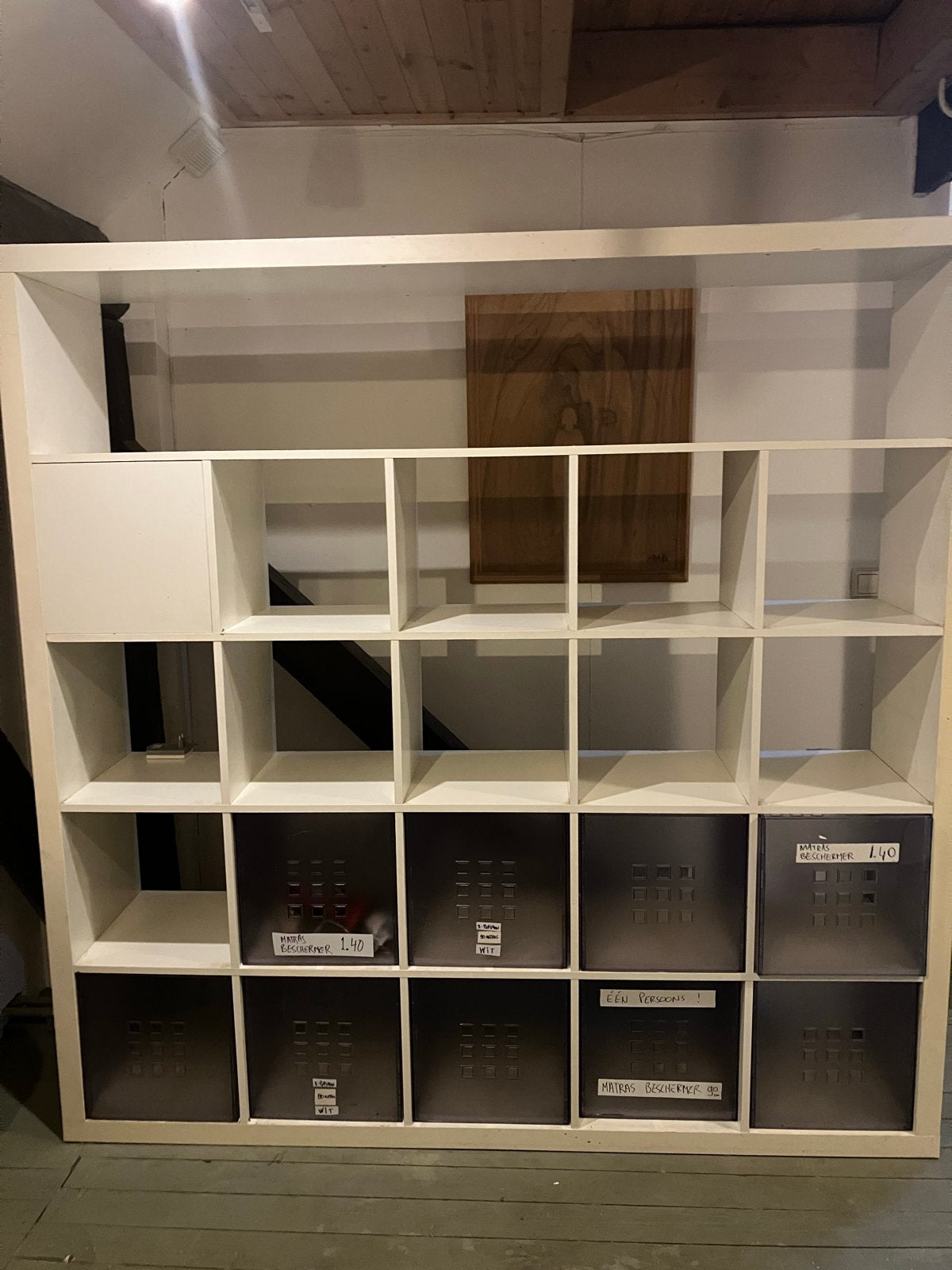 IKEA Kallax Kast met 25 vakken 2 lades en 9 kraten, Huis en Inrichting, Ophalen, Gebruikt