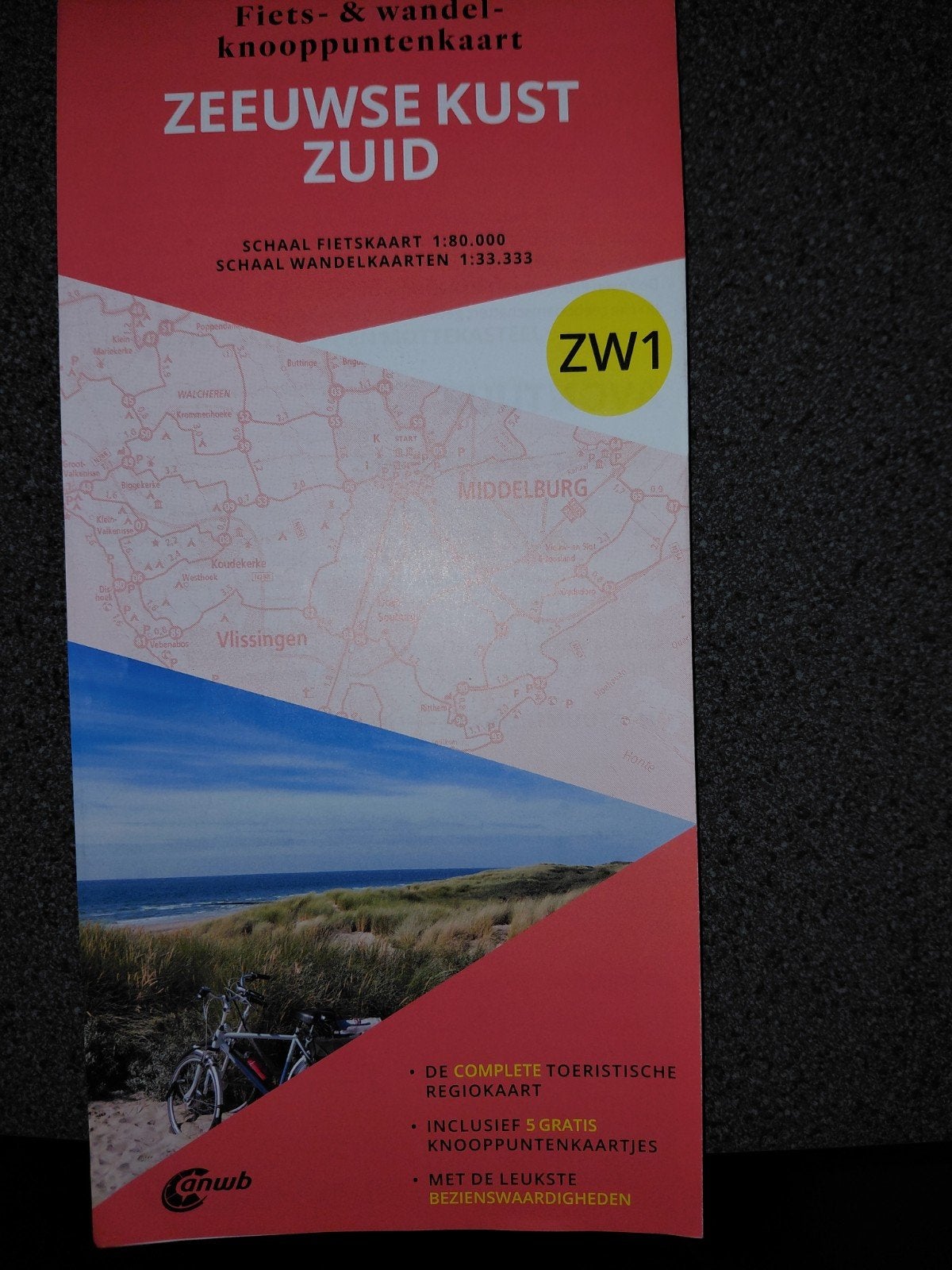 ANWB Fiets- & Wandelknooppuntenkaart Zeeuwse Kust Zuid, Boeken, Ophalen of Verzenden