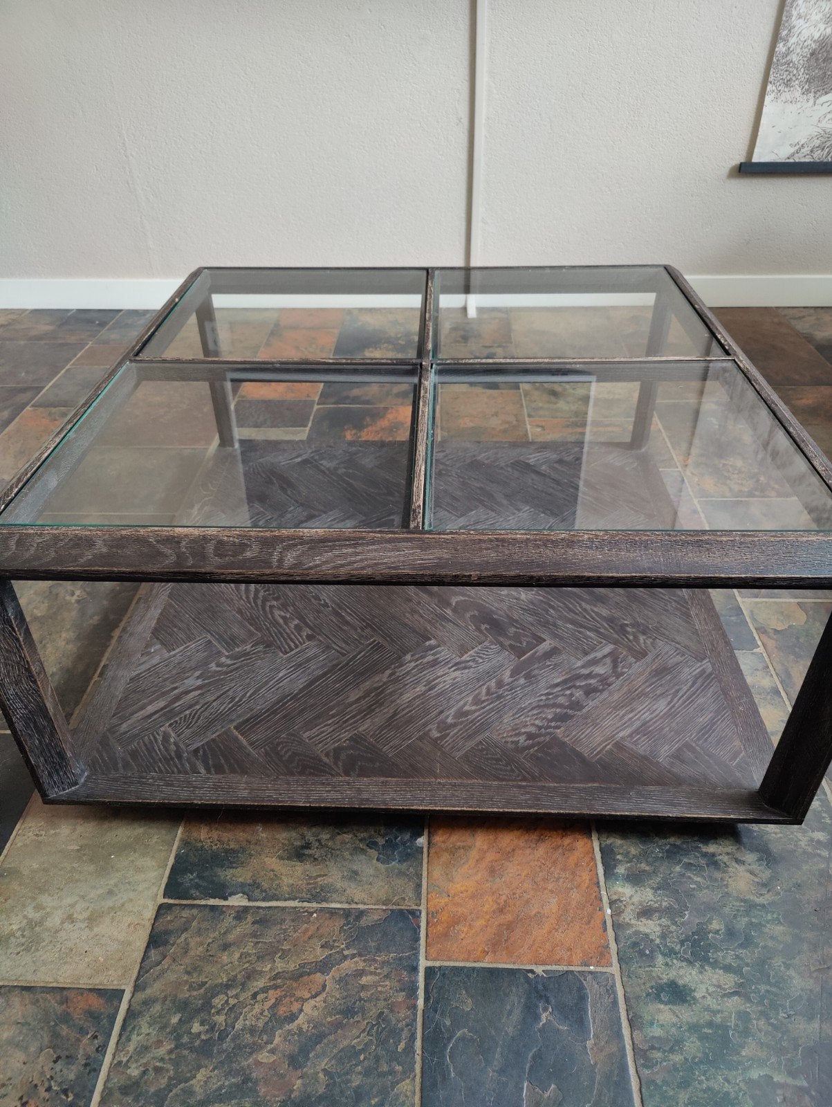 Riviera Maison Salontafel met glazen blad, Huis en Inrichting, Ophalen, Gebruikt, 50 tot 100 cm, Glas