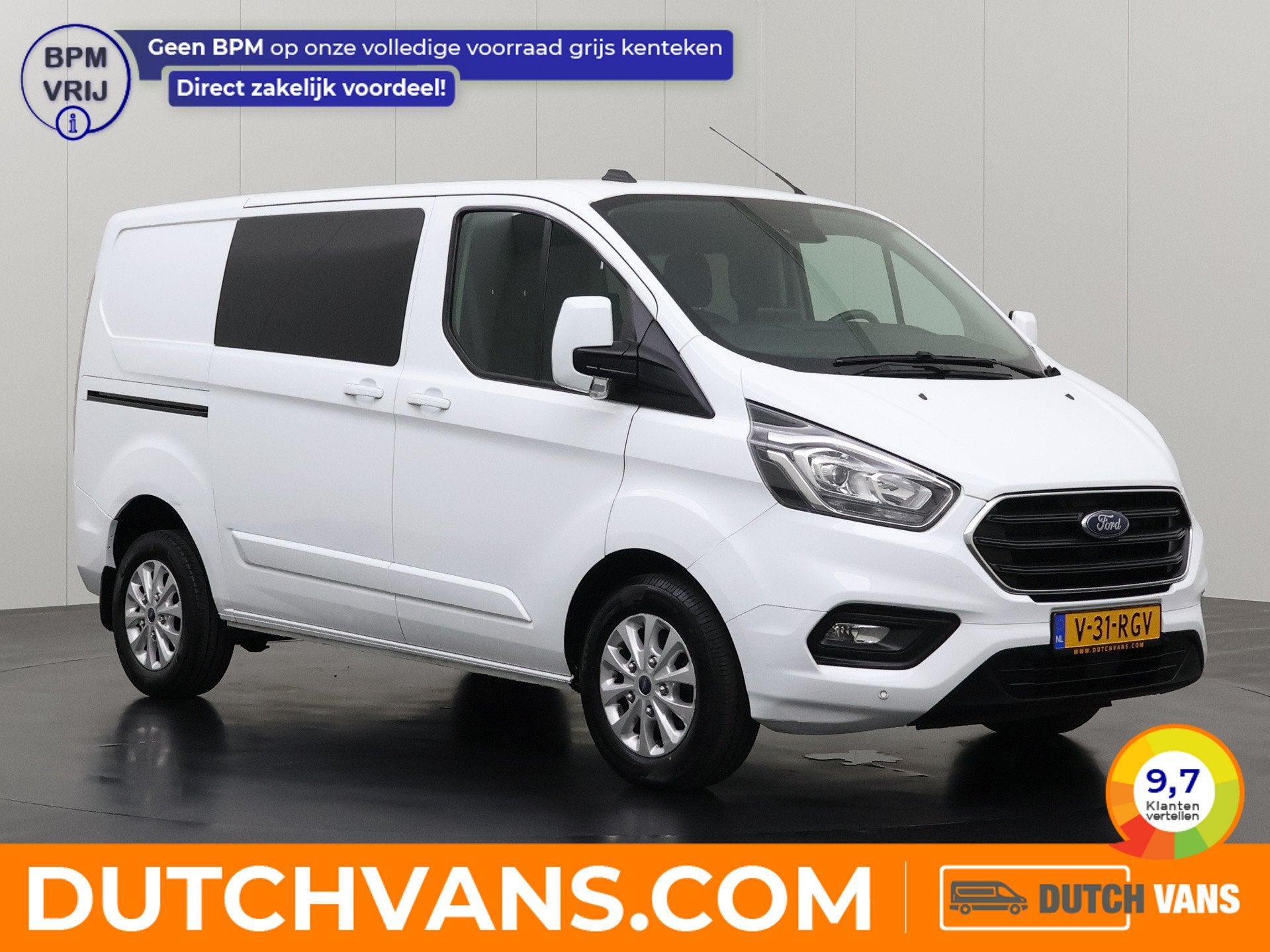Ford Transit Custom 2.0TDCi 130PK Automaat Limited Dubbele C, Dealer onderhouden, Stof, 4 cilinders, Wit
