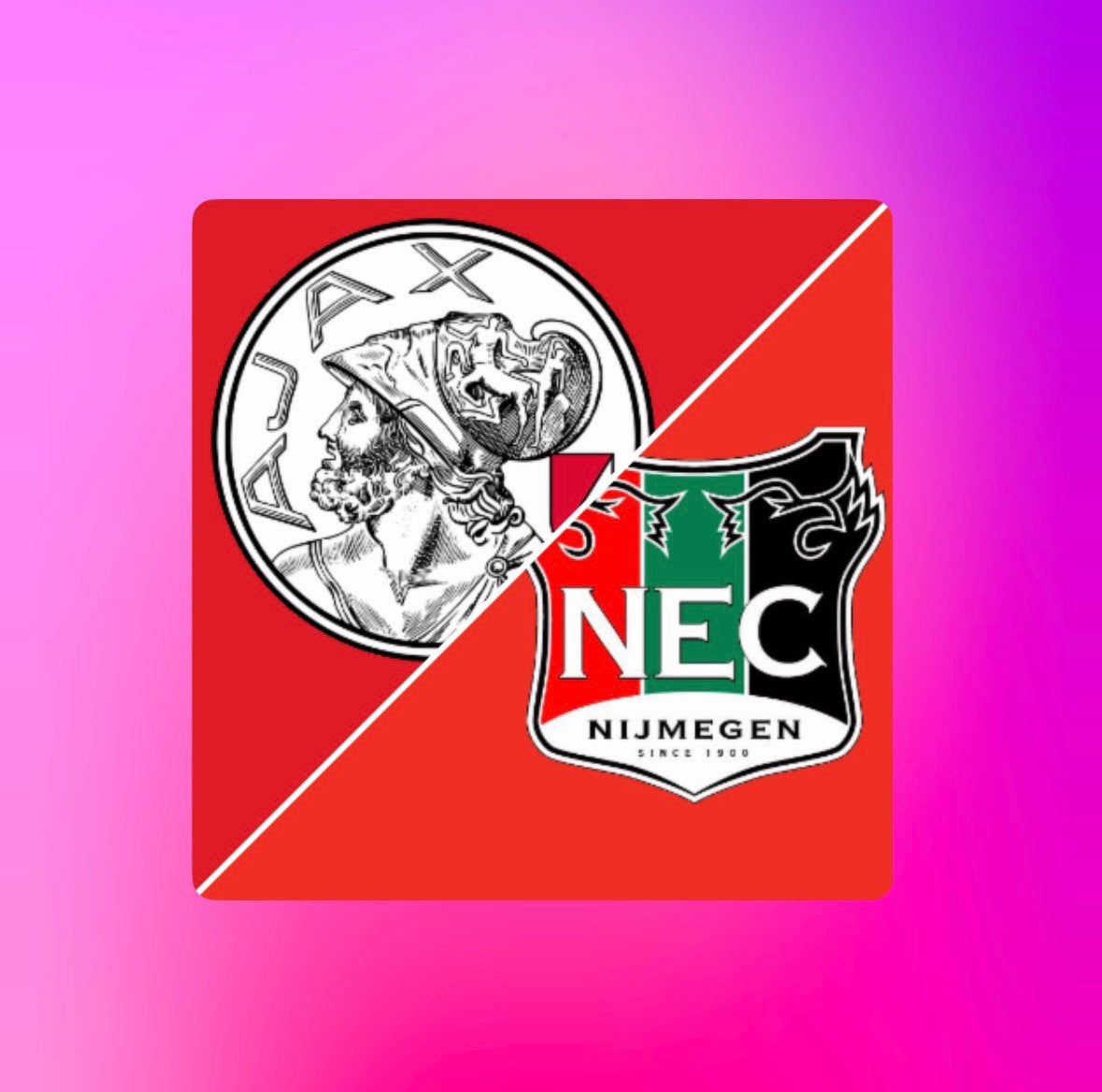 2 kaarten naast elkaar, AJAX-NEC., Losse kaart, Twee personen, Oktober