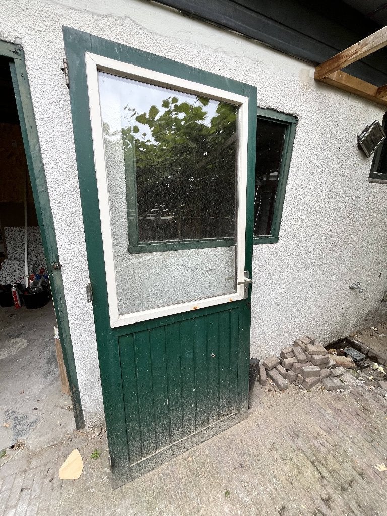 Hardhouten buitendeur, Ophalen, Gebruikt, 80 tot 100 cm, Buitendeur