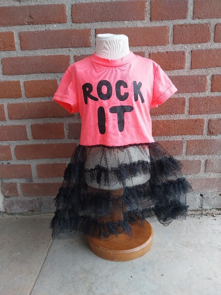 Chicaprie Stoer Neonroze Meisjesjurkje met Tutu Rock It M 92, Kinderen en Baby's, SO, Meisje, Nieuw, Jurk of Rok