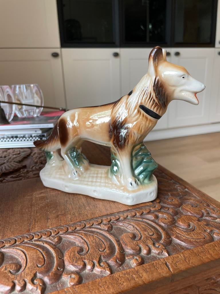 Vintage Duitse Herder Beeldje - Keramiek Hondenbeeld, Ophalen of Verzenden