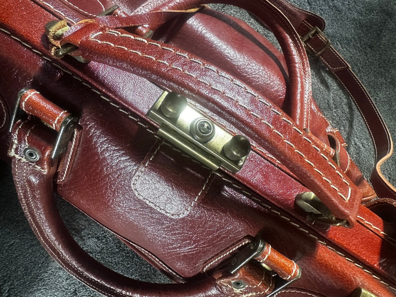 Vintage Star Canta Handtas - Bordeaurood Leer, Ophalen of Verzenden, Gebruikt, Rood, Handtas