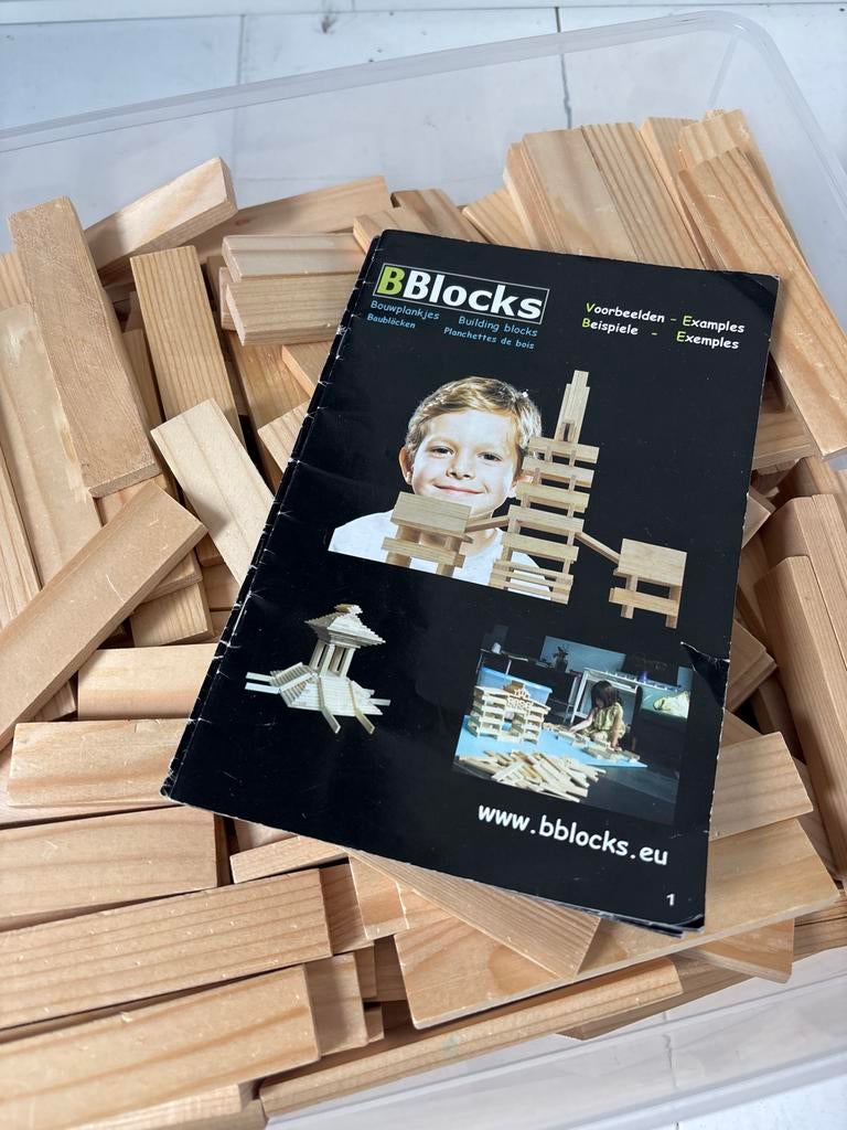 Doos met B-Blocks houten bouwblokken(500 stuks), Kinderen en Baby's, Ophalen, Gebruikt, Overige merken