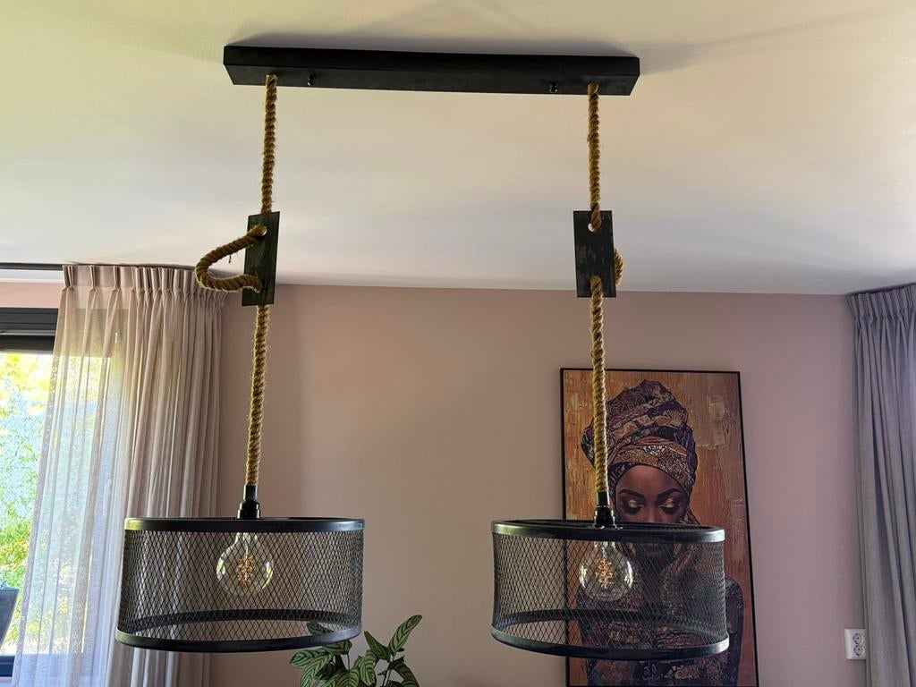 Eetkamerlamp antraciet, Ophalen, Zo goed als nieuw, Metaal, 75 cm of meer
