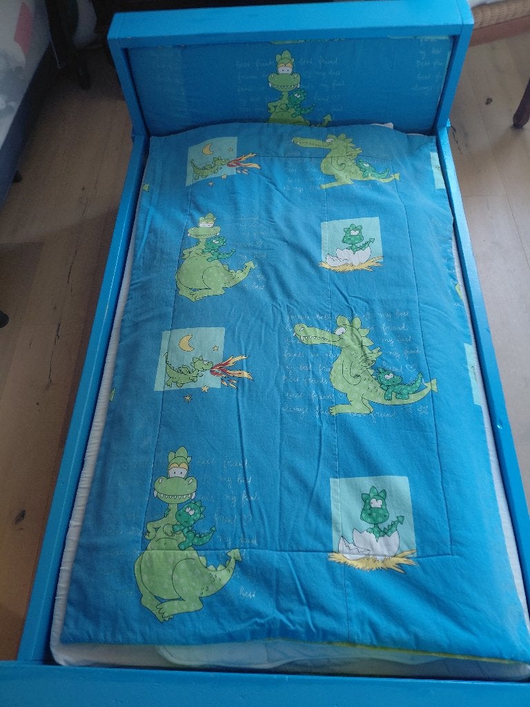 kinder meegroei bed draakjes/dino, Gebruikt, 70 tot 85 cm, Minder dan 140 cm, Ophalen
