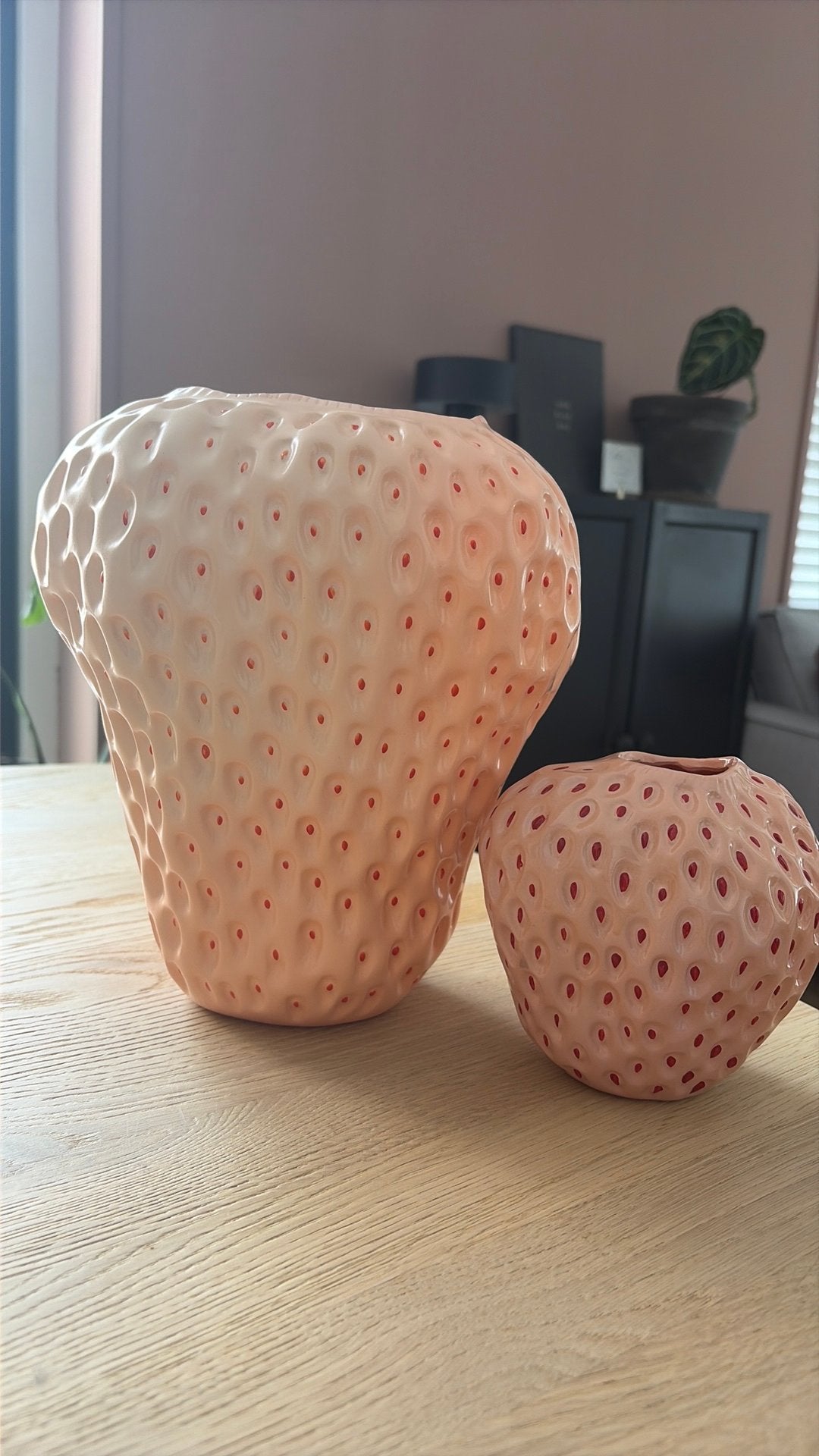Aardbeien vaas/pot - roze/rood, Ophalen, Gebruikt, Roze