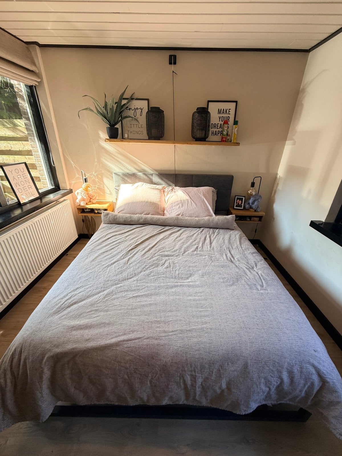 ️ Bed 160x200 + Matt matras, Ophalen, Tweepersoons, Zo goed als nieuw, Grijs