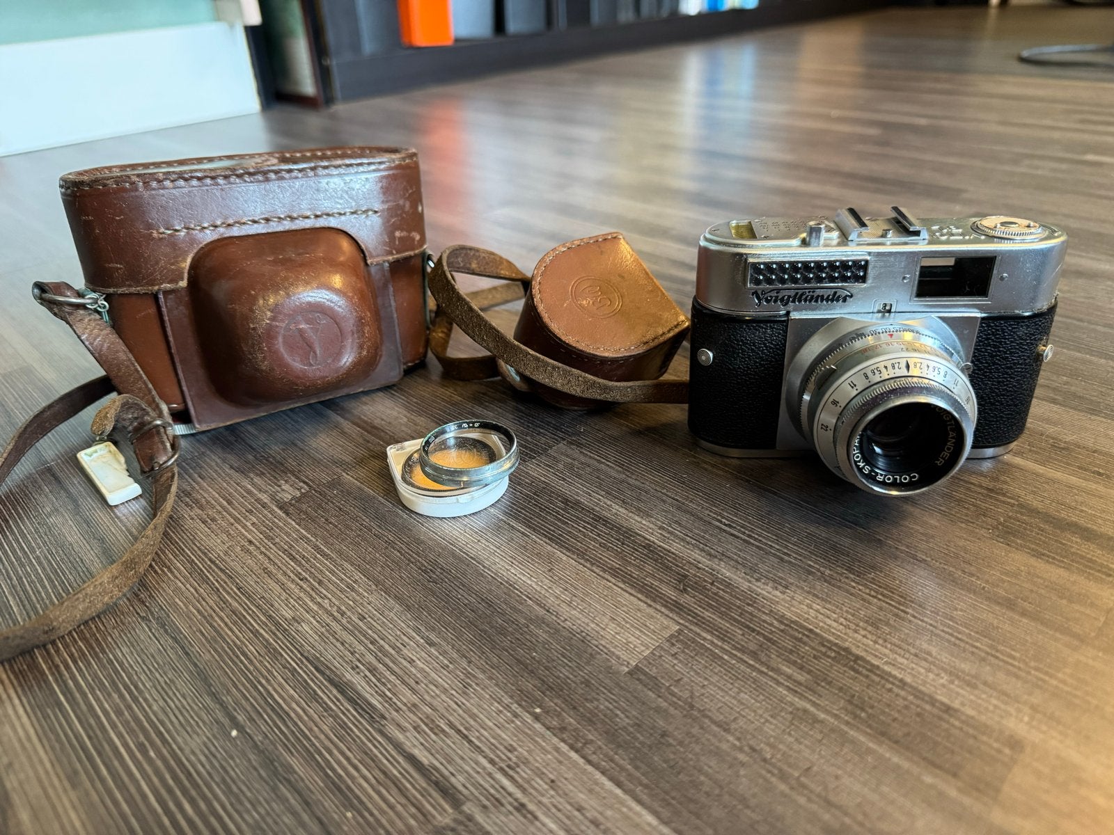 Voigtländer Vito B Vintage Camera met Leren Tas, Ophalen of Verzenden, Gebruikt, Compact, Overige Merken
