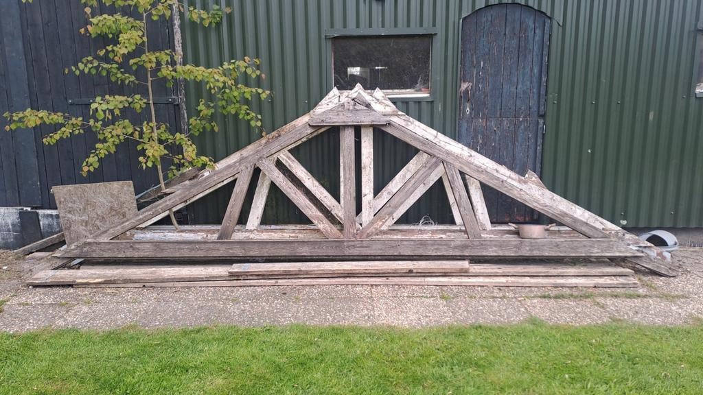 Houten Spanten - 125 cm hoog, 500 cm breed, Doe-het-zelf en Verbouw, Ophalen of Verzenden, Gebruikt, 300 cm of meer, Balk